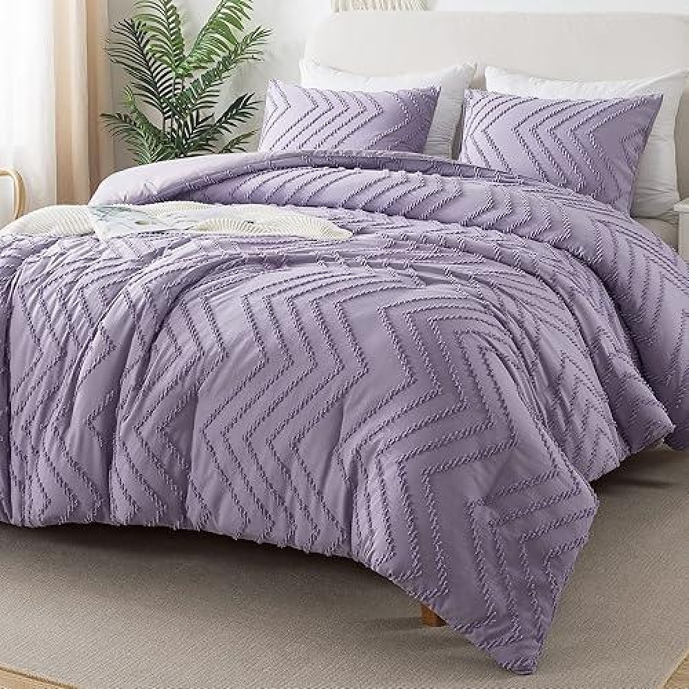 Litanika Purple Full Comforter Sets Lightweight Fluffy Bedding Comforter Sets For Bed 3 Pieces Down Alternative Comforter Bed