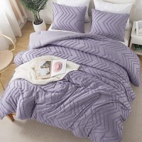 Litanika Purple Full Comforter Sets Lightweight Fluffy Bedding Comforter Sets For Bed 3 Pieces Down Alternative Comforter Bed