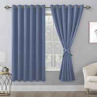 Hiasan Grommet Blackout Curtains For Bedroom 70 X 63 Inches Thermal Insulated Light Blocking Window Drapes For Living Room