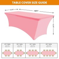 Eurmax 8Ft Rectangular Fitted Spandex Tablecloths Wedding Party Table Covers Event Stretchable Tablecloth (Hot Pink)