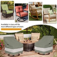 Aacabo Outdoor Swivel Lounge Chair Cover 2 Pack Waterproof 100% Outdoor Patio Chair Covers 30W X 34 D X 38.5 H Inches Outside Furniture Lounge Deep Seat Cover -Grayish Green