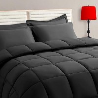 Taimit Queen Size Comforter Set - 7 Pieces  Bed In A Bag Bedding Sets With All Season Soft Quilted Warm Fluffy Reversible Comforter Flat Sheet Fitted Sheet 2 Pillow Shams 2 Pillowcases Dark Grey