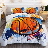 Bsntho Basketball Comforter Set Boys Sports Bedding Set Twin Size For Kids Teens Hand Drawn Graffiti Style Comforter Design 3 Pi