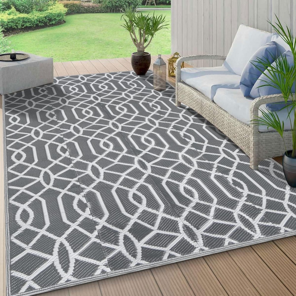 Hebe Outdoor Rug For Patios Clearance 6X9 Waterproof Reversible Patio Mat Plastic Outside Camping Rv Rug Geometric Area Rugs C