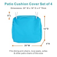 Nettypro Patio Cushion Covers Replacement Set 4 Water Repellent Uv Resistant Outdoor Chair Seat Cushion Slipcover With Zipper And Tie  20 X 18 X 4 Inch  Peacock Blue