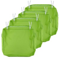 Nettypro Outdoor Cushion Covers Replacement Set 4 Water Repellent Uv Resistant Patio Chair Seat Cushion Slipcover With Zipper And Tie, 24 X 24 X 4 Inch, Green