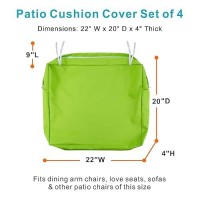 Nettypro Outdoor Cushion Covers Replacement Set 4 Water Repellent Uv Resistant Patio Chair Seat Cushion Slipcover With Zipper And Tie  22 X 20 X 4 Inch  Green