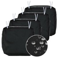 Nettypro Outdoor Cushion Slipcovers Waterproof 4 Pack Patio Chair Seat Cushion Covers With Zipper And Tie  22 X 20 X 4 Inch  Replacement Cover Only  Black