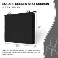 Wellsin Outdoor Chair Cushions For Patio Furniture - Patio Chair Cushions Set Of 4 - Waterproof Square Corner Outdoor Seat Cushions 18.5