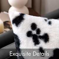 Woaboy Pack Of 2 Luxury Faux Fur Throw Pillow Covers Western Decor Cowhide Decorative Soft Fluffy Plush Pillowcases Brindle Hair