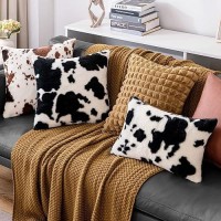 Woaboy Pack Of 2 Luxury Faux Fur Throw Pillow Covers Western Decor Cowhide Decorative Soft Brindle Fluffy Plush Couch Pillow Cov