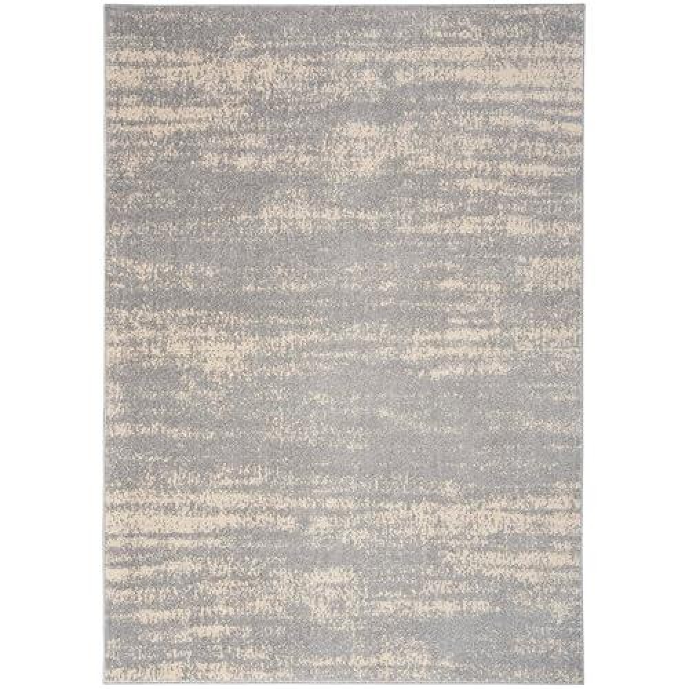 Nourison Essentials Indoor/Outdoor Solid Abstract Grey/Beige 6' X 9' Area Rug  Easy Cleaning  Non Shedding  Bed Room  Living Room  Dining Room  Backyard  Deck  Patio (6X9)