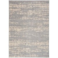 Nourison Essentials Indoor/Outdoor Solid Abstract Grey/Beige 6' X 9' Area Rug  Easy Cleaning  Non Shedding  Bed Room  Living Room  Dining Room  Backyard  Deck  Patio (6X9)