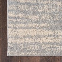 Nourison Essentials Indoor/Outdoor Solid Abstract Grey/Beige 6' X 9' Area Rug  Easy Cleaning  Non Shedding  Bed Room  Living Room  Dining Room  Backyard  Deck  Patio (6X9)