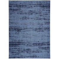 Nourison Essentials Indoor/Outdoor Solid Abstract Denim 5' X 7' Area Rug  Easy Cleaning  Non Shedding  Bed Room  Living Room  Dining Room  Backyard  Deck  Patio (5X7)