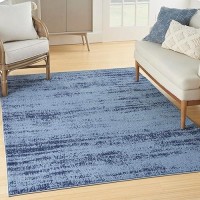 Nourison Essentials Indoor/Outdoor Solid Abstract Denim 5' X 7' Area Rug  Easy Cleaning  Non Shedding  Bed Room  Living Room  Dining Room  Backyard  Deck  Patio (5X7)