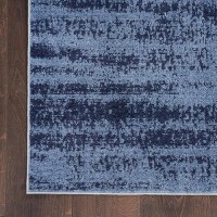 Nourison Essentials Indoor/Outdoor Solid Abstract Denim 5' X 7' Area Rug  Easy Cleaning  Non Shedding  Bed Room  Living Room  Dining Room  Backyard  Deck  Patio (5X7)