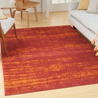 Nourison Essentials Indoor/Outdoor Solid Abstract Red 5' X 7' Area Rug  Easy Cleaning  Non Shedding  Bed Room  Living Room  Dining Room  Backyard  Deck  Patio (5X7)