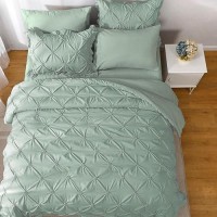 Jollyvogue Green Full Size Comforter Sets 7 Pieces  Pintuck Bed In A Bag Comforter Set For Bedroom  Bedding Comforter Sets With Comforter  Sheets Ruffled Shams & Pillowcases