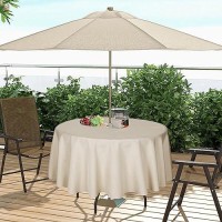 Youngseahome Outdoor Tablecloth Wrinklefree Stain Resistant Waterproof Polyester Fabric Table Cover With Zipper Umbrella Hole F