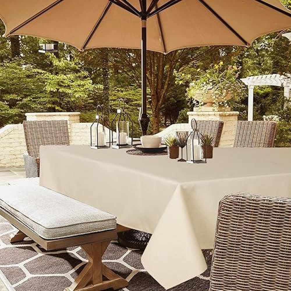 Youngseahome Outdoor Tablecloth Wrinklefree Stain Resistant Waterproof Polyester Fabric Table Cover With Zipper Umbrella Hole F