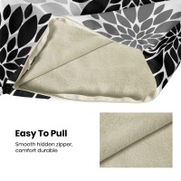 Black Pillow Covers 20X20 Inch 2 Pcs,Grey Colored Geometric Dahlia Decorative Throw Pillows,Summer Gray Flower Outdoor Decor Pillowcase Linen Square Cushion Cover Gift For Porch Patio Couch