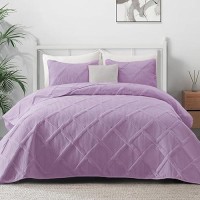 Exclusivo Mezcla Quilt Set King Size 3 Pieces Lilac King Quilt Bedding Set Lightweight Quilts Soft Bedspreads Modern Striped C