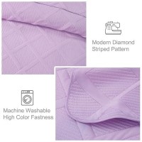 Exclusivo Mezcla Quilt Set King Size 3 Pieces Lilac King Quilt Bedding Set Lightweight Quilts Soft Bedspreads Modern Striped C