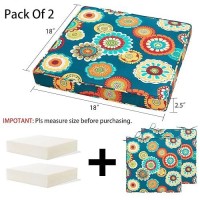 Magpie Fabrics Patio Square Chair Cushions 18X18X25 With Ties 2 Pack Waterproof Weather Resistant Outdoor Universal Cor