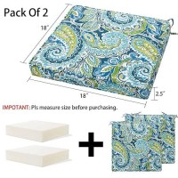 Magpie Fabrics Patio Square Chair Cushions 18X18X25 With Ties 2 Pack Waterproof Weather Resistant Indooroutdoor Univer