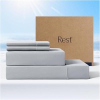 Rest Evercool Cooling Sheet Set Queen Size Light Gray Breathable Bed Sheets For Hot Sleeper And Night Sweats With Pillowcas