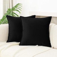 Jiahannha Velvet Black Throw Pillow Covers Pack Of 2 Decorative Soft For Couch Sofa Bedroom Livingroom Car 16 16 Inches