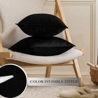 Jiahannha Velvet Black Throw Pillow Covers Pack Of 2 Decorative Soft For Couch Sofa Bedroom Livingroom Car 16 16 Inches