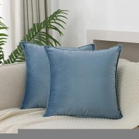 Jiahannha Velvet Stone Blue Throw Pillow Covers Pack Of 2 Decorative Soft For Couch Sofa Bedroom Livingroom Car 20 20 Inches