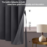 Jiuzhen Blackout Curtains With Tiebacks Thermal Insulated Light Blocking And Noise Reducing Grommet Curtain Drapes For Bedroo