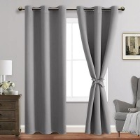 Jiuzhen Blackout Curtains With Tiebacks Thermal Insulated Light Blocking And Noise Reducing Grommet Curtain Drapes For Bedroo