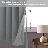 Jiuzhen Light Grey Blackout Curtains With Tiebacks Thermal Insulated Light Blocking Noise Reducing Grommet Curtains For Bedroom