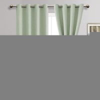 Jiuzhen Light Green Blackout Curtains With Tiebacks Thermal Insulated Light Blocking And Noise Reducing Grommet Curtains For An