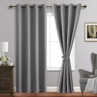 Jiuzhen Blackout Curtains With Tiebacks Thermal Insulated Light Blocking And Noise Reducing Grommet Curtain Drapes For Bedroo