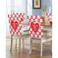 Dining Chair Back Covers, Valentines Day I Love You More The End I Win Heart Xo Red White Chair Covers Chair Slipcovers Protective Covers For Holiday Party Festival Decoration, Set Of 6