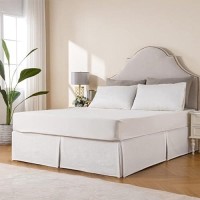 Miye Pleated Waffle Weave Bed Skirt Tailored Dust Ruffle 14 Inch Drop Easy Fit Machine Washable White King 14 Drop