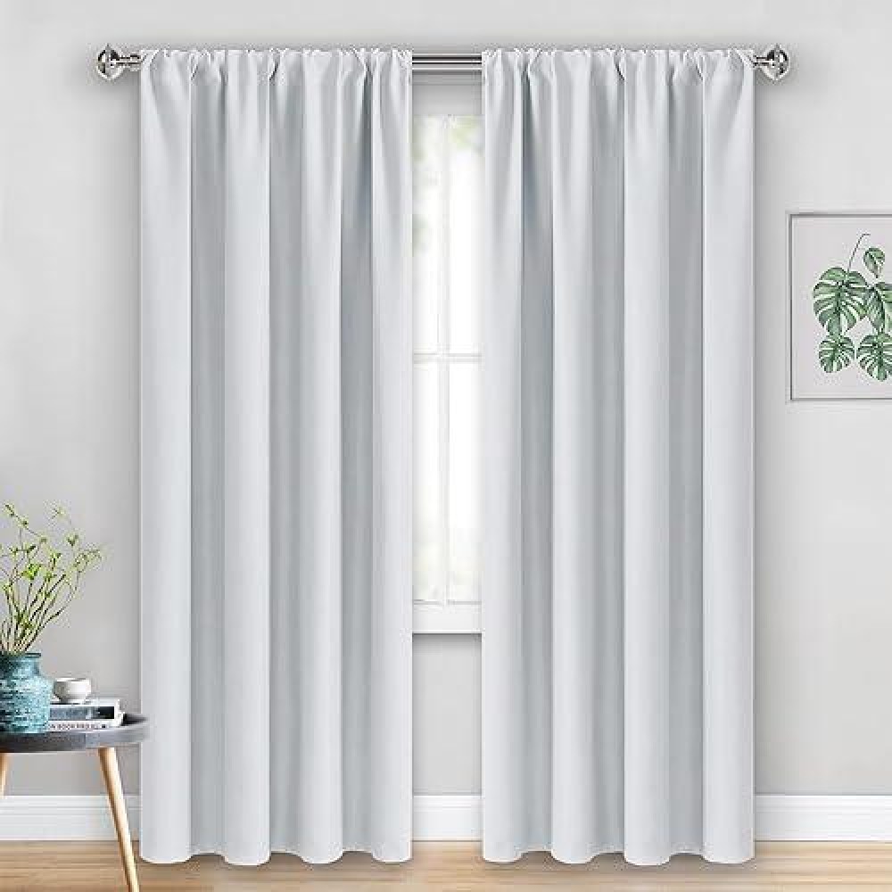 Jiuzhen Room Darkening Curtains Thermal Insulated Window Curtains Rod Pocket Curtains For Bedroom Living Room Office Blackou