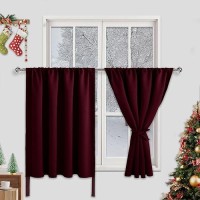 Jiuzhen Short Curtains Kitchen Half Window Blackout Curtains With 2 Tiebacks Thermal Insulated Curtains 2 Panels Rod Pocket Cu