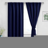 Jiuzhen Blackout Curtains For Bedroom Thermal Insulated Room Darkening Rod Pocket Curtains For Living Room Set Of 2 Panels Wi