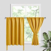 Jiuzhen Short Curtains Kitchen Half Window Blackout Curtains With 2 Tiebacks Thermal Insulated Curtains 2 Panels Rod Pocket Cu