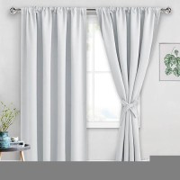 Jiuzhen Room Darkening Curtains Thermal Insulated Window Curtains Rod Pocket Curtains For Bedroom Living Room Office Blackou