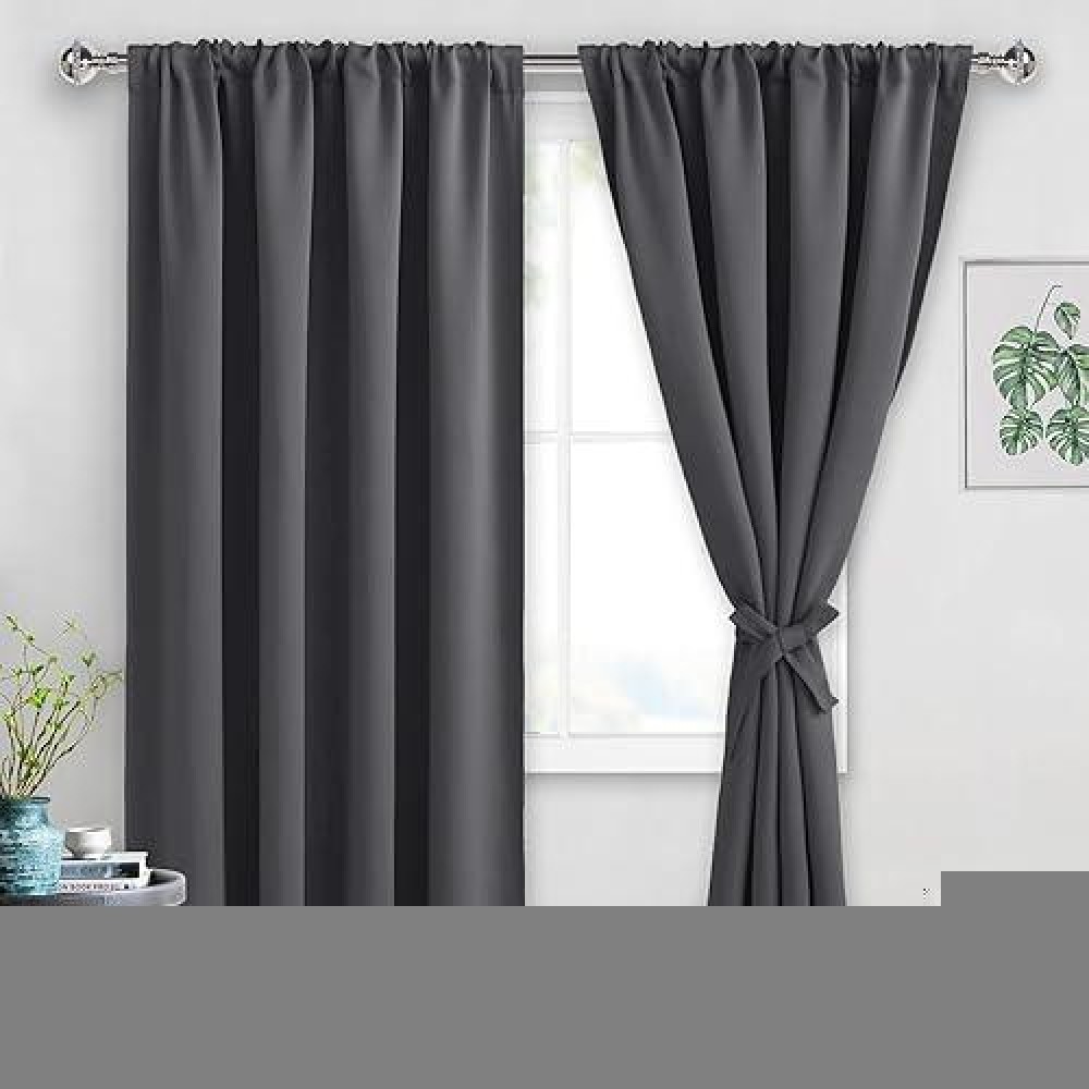 Jiuzhen Blackout Curtains For Bedroom Thermal Insulated Room Darkening Rod Pocket Curtains For Living Room Set Of 2 Panels Wi