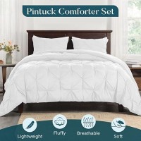 Basic Beyond White Queen Comforter Set Pinch Pleat Bed Comforter Queen Set Pintuck Queen Bed Comforter Set With Comforter 2