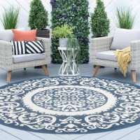 Homcomoda Round Outdoor Rugs For Patio 6Ft Waterproof Clearance Reversible Patio Rugs Lightweight Outdoor Rugs Plastic Straw Rug