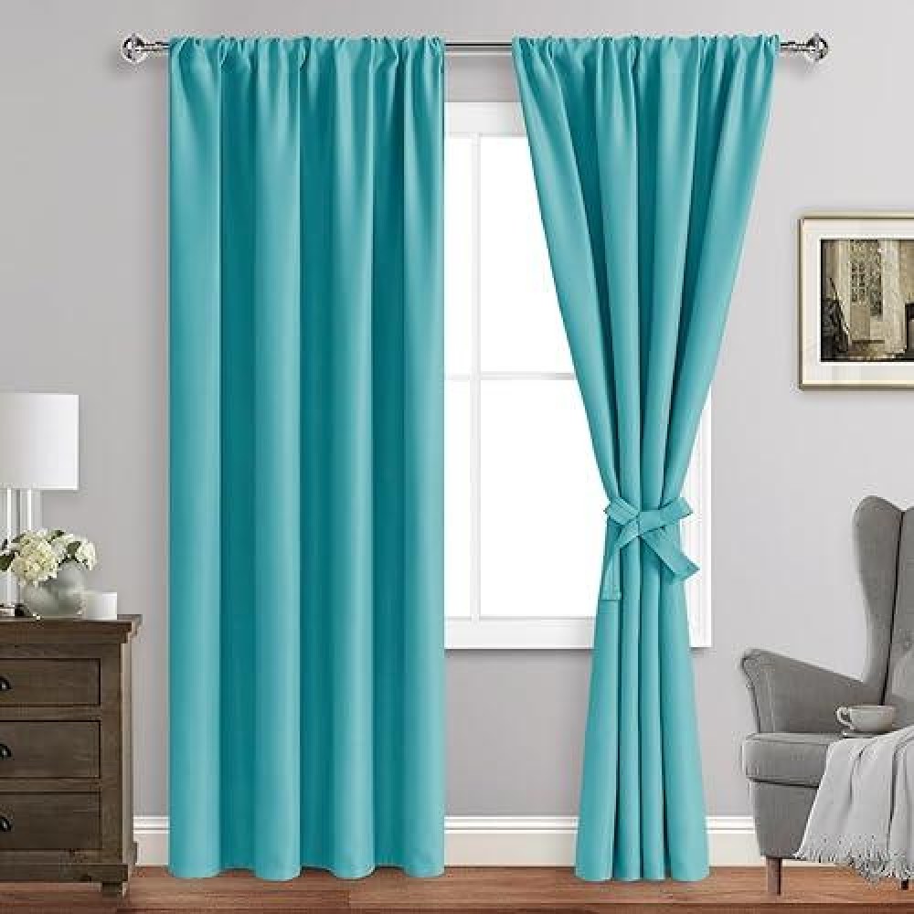 Jiuzhen Blackout Curtains For Bedroom Thermal Insulated Room Darkening Rod Pocket Curtains For Living Room Set Of 2 Panels Wi